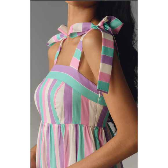 NWT Anthropologie Square-Neck Cotton Maxi Dress - Size 10 - Picture 4 of 5